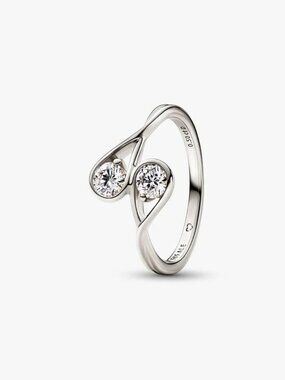 Pandora FINAL SALE - Infinite 14k White Gold Double Lab-grown Diamond Ring